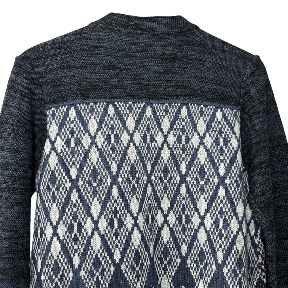 Free People Foxtrot Argyle Knit Cardigan Sweater Women's L Wool Blend‎ Preppy - Picture 5 of 14